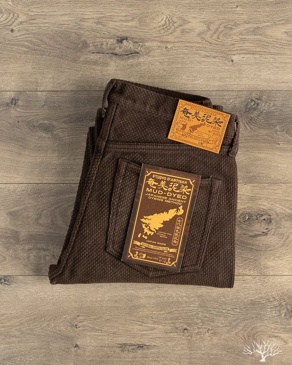 Studio d'Artisan - Amami-Mud Dyed Sashiko Pants - Dark Brown