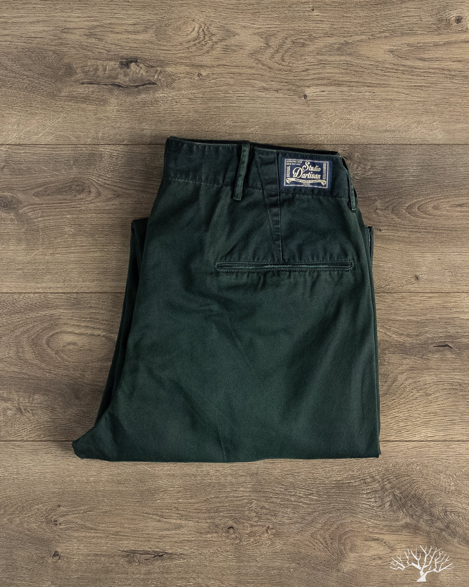 Studio D'Artisan - Green Chino Trousers - Indigo Overdyed