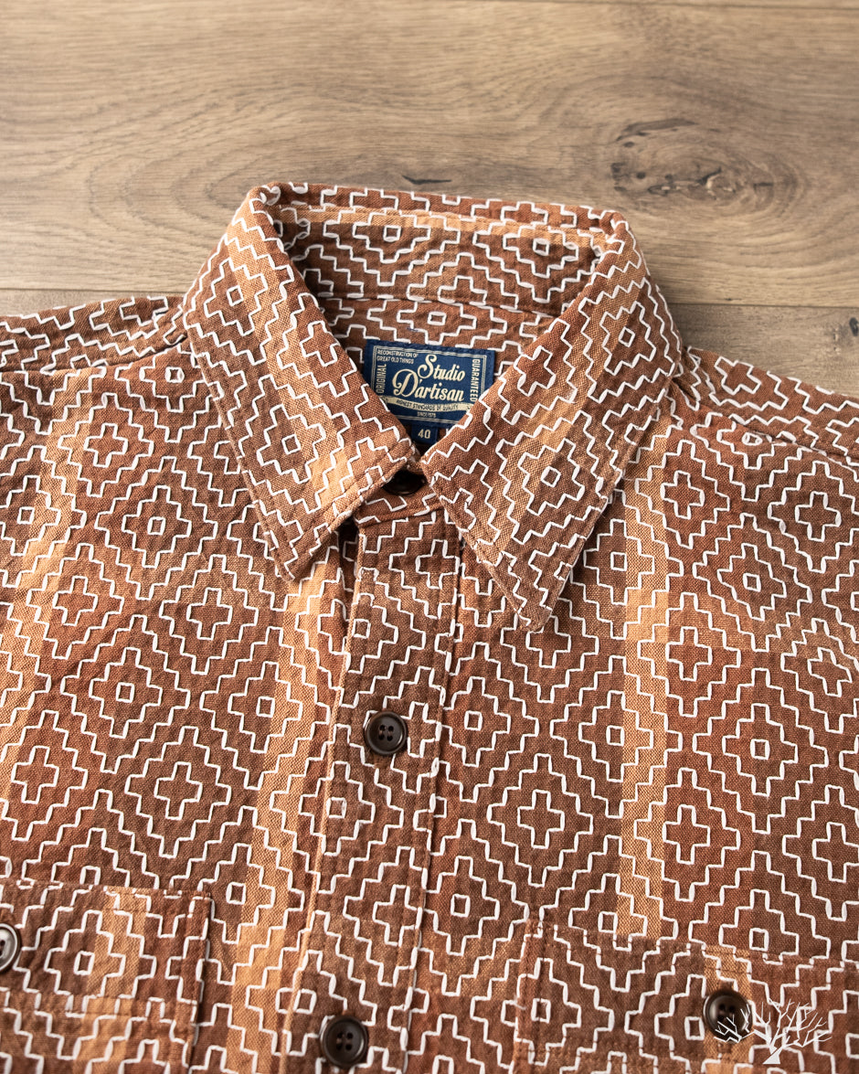 希少サイズ STUDIO D’ARTISAN ウォバッシュワークシャツ XL Studio d'Artisan - Kakishibu Noragi Sashiko Work Shirt – Withered Fig