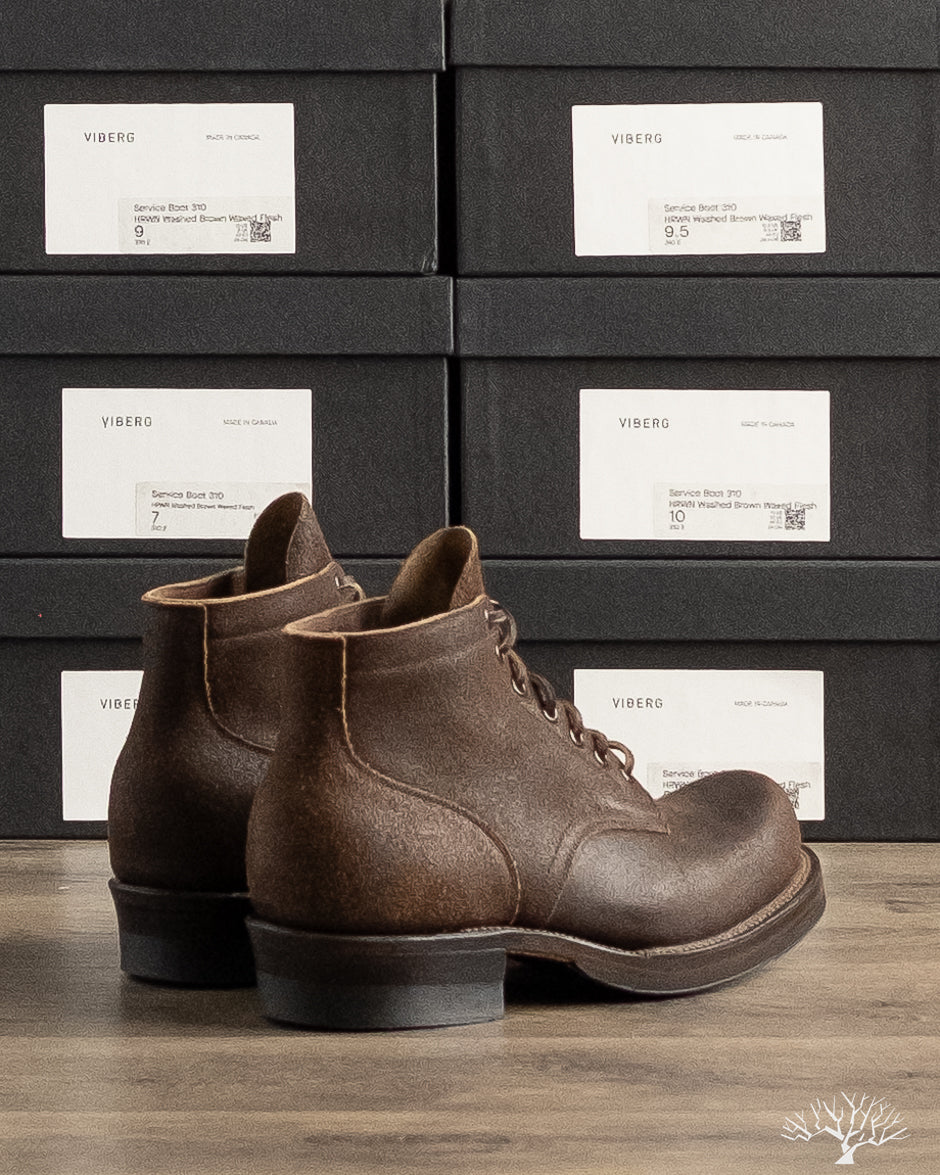 Viberg - Service Boot - Washed Brown Waxed Flesh - 310 – Withered Fig