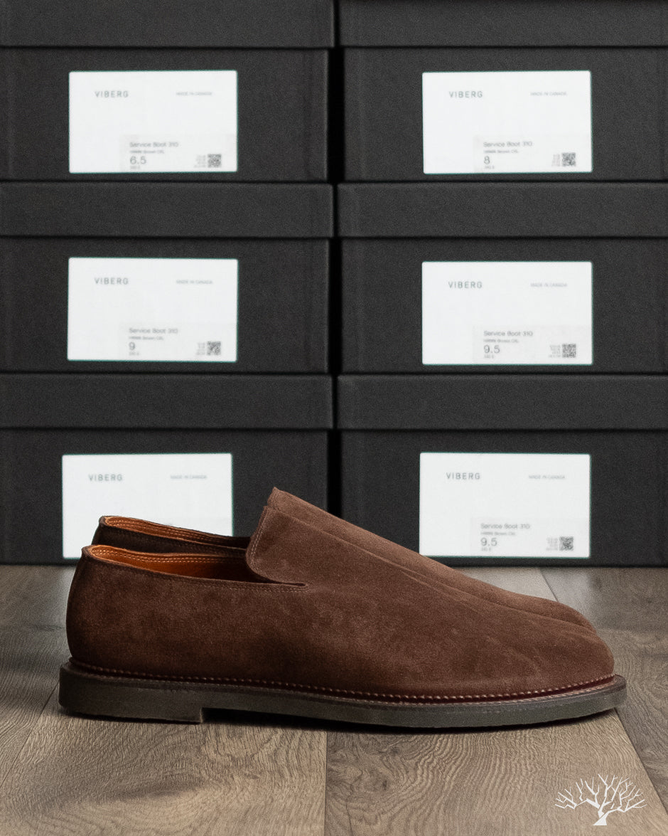 Viberg - Slipper - Sepia Janus Calf Suede - 2010 – Withered Fig