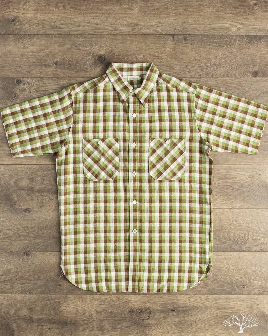 Warehouse - Lot 3056 - Short-Sleeve Check Work Shirt - Brown