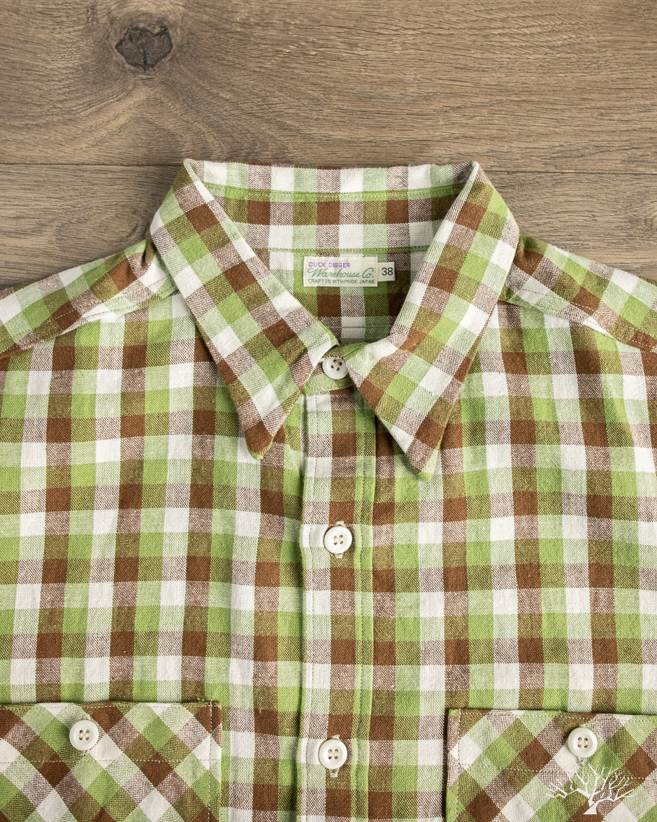 Warehouse - Lot 3056 - Short-Sleeve Check Work Shirt - Brown