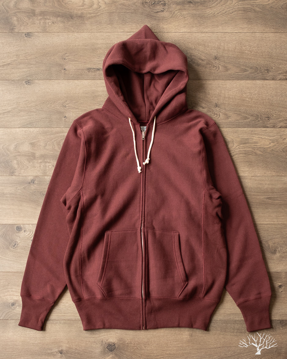 Lot 487 Reverse Weave Loopwheel Zip Hoodie Bordeaux