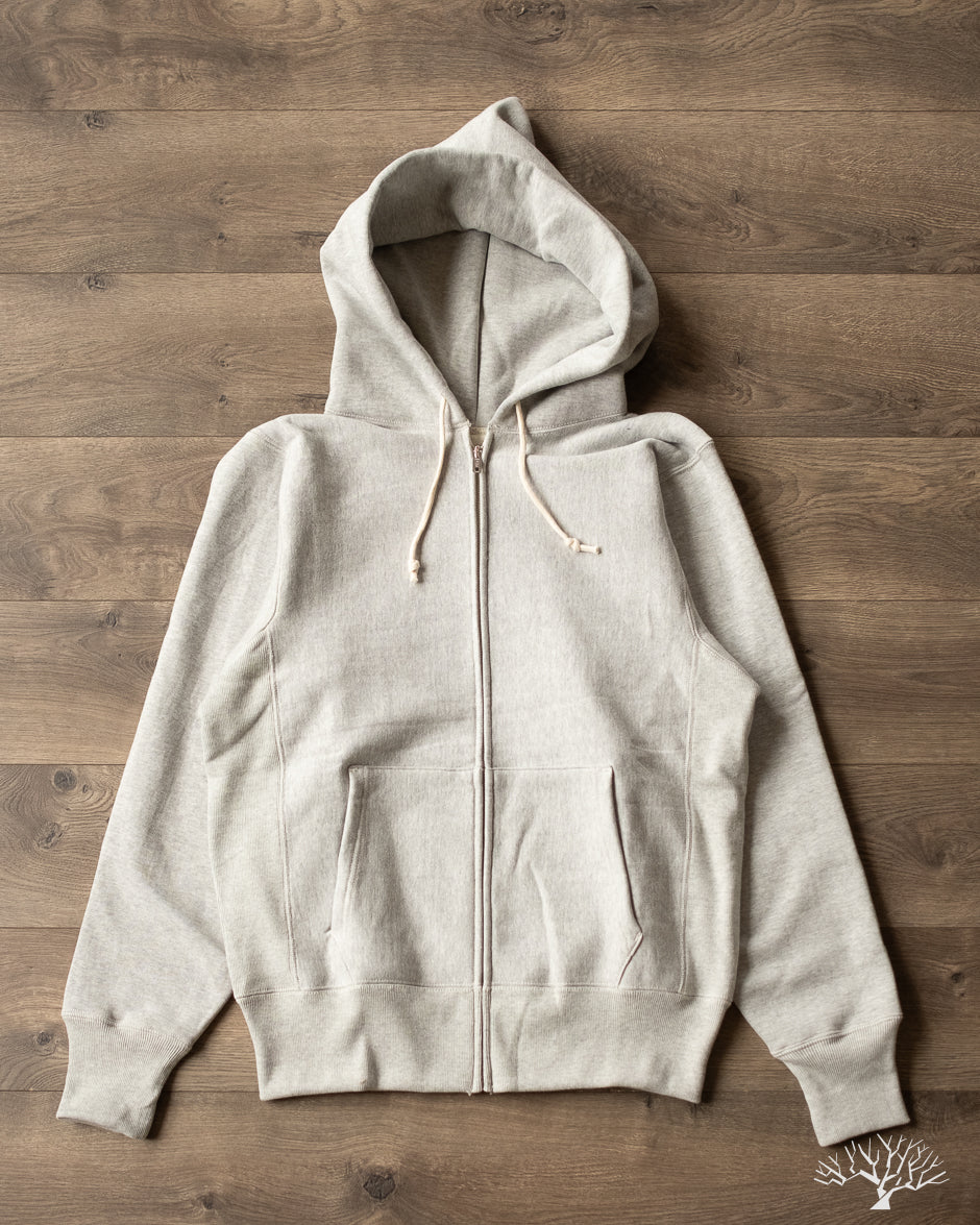 Lot 487 Reverse Weave Loopwheel Zip Hoodie Heather Grey