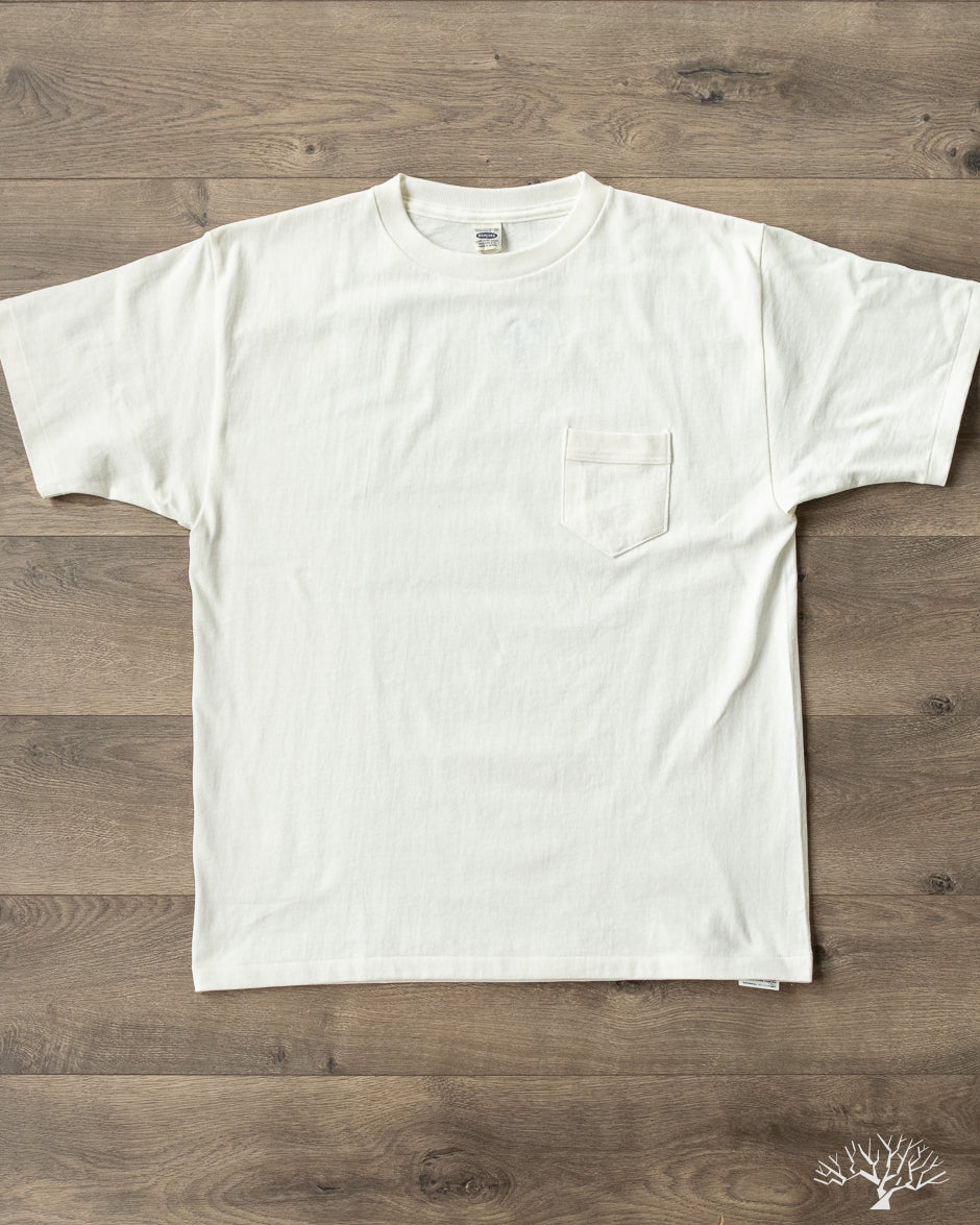 Hand Aged & Distressed Pocket Tee - Off White