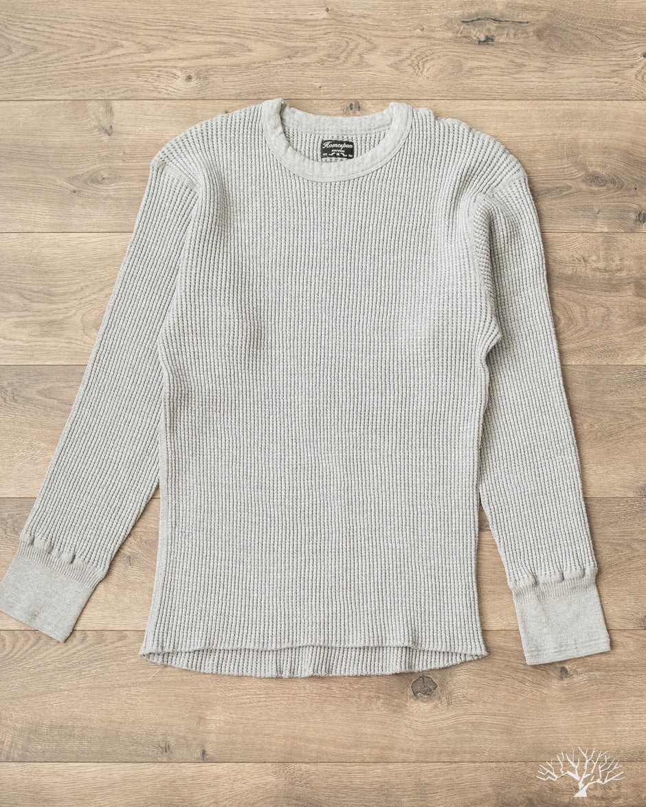 Homespun Knitwear - Long Sleeve Thermal Crew - Grey Melange – Withered Fig