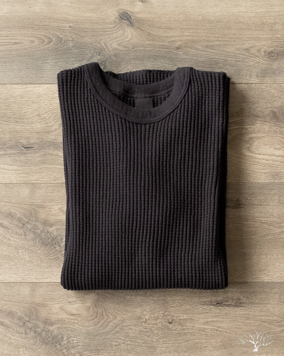 Big Waffle Thermal Long Sleeve T-Shirt - Black