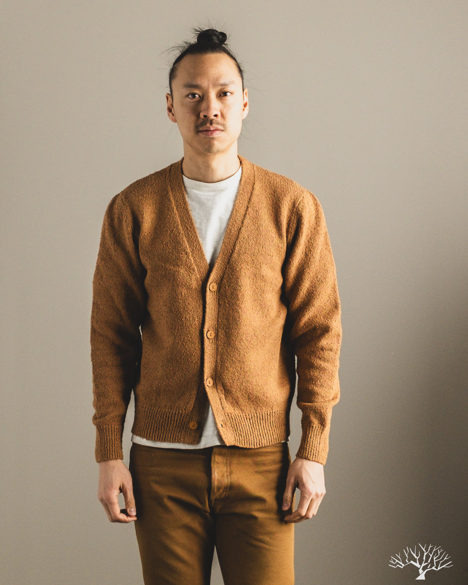 3sixteen - Classic Cardigan - Ochre Boucle – Withered Fig