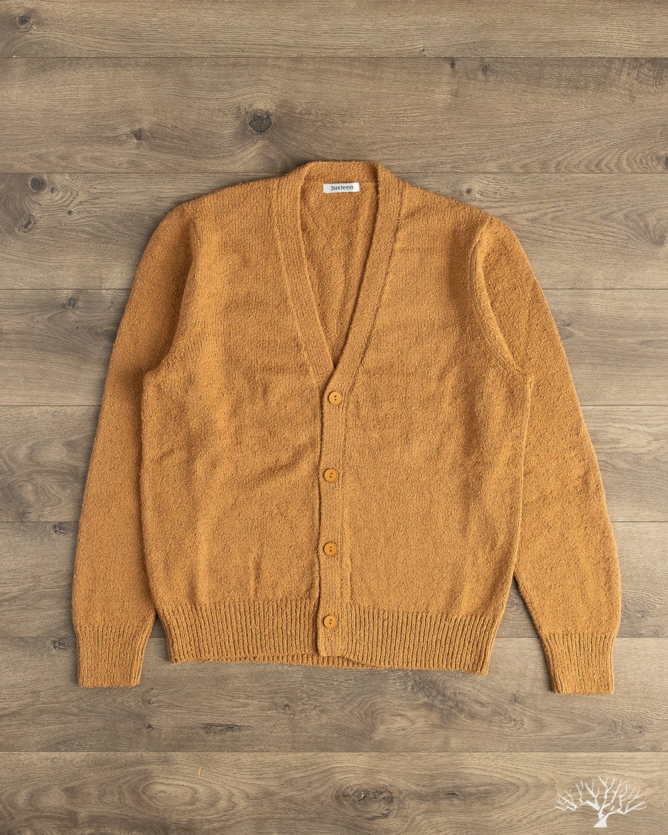3sixteen - Classic Cardigan - Ochre Boucle – Withered Fig