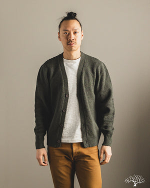 3sixteen - Classic Cardigan - Olive Boucle – Withered Fig