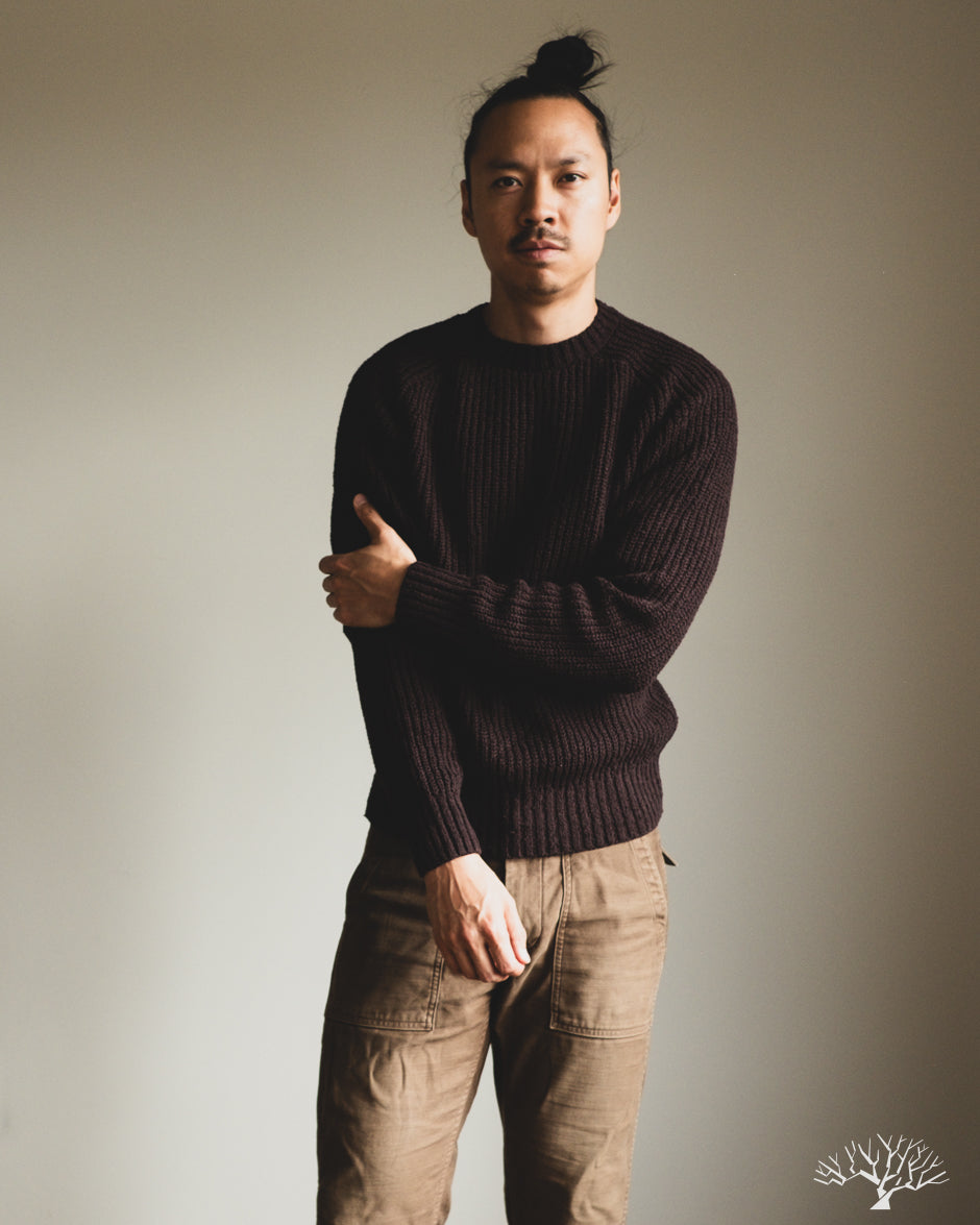 3sixteen Cotton Crewneck Sweater - Bark Boucle