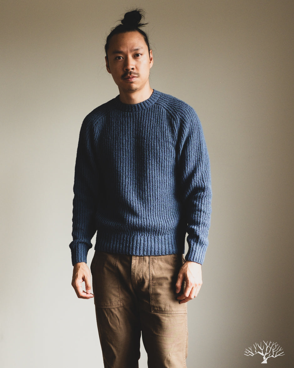 3sixteen Cotton Crewneck Sweater - Lapis Boucle
