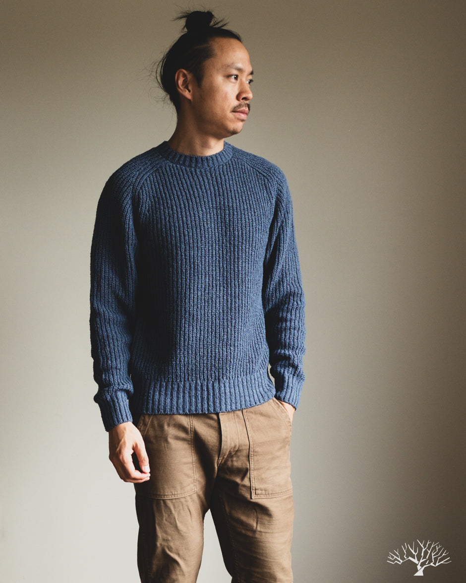 3sixteen Cotton Crewneck Sweater - Lapis Boucle