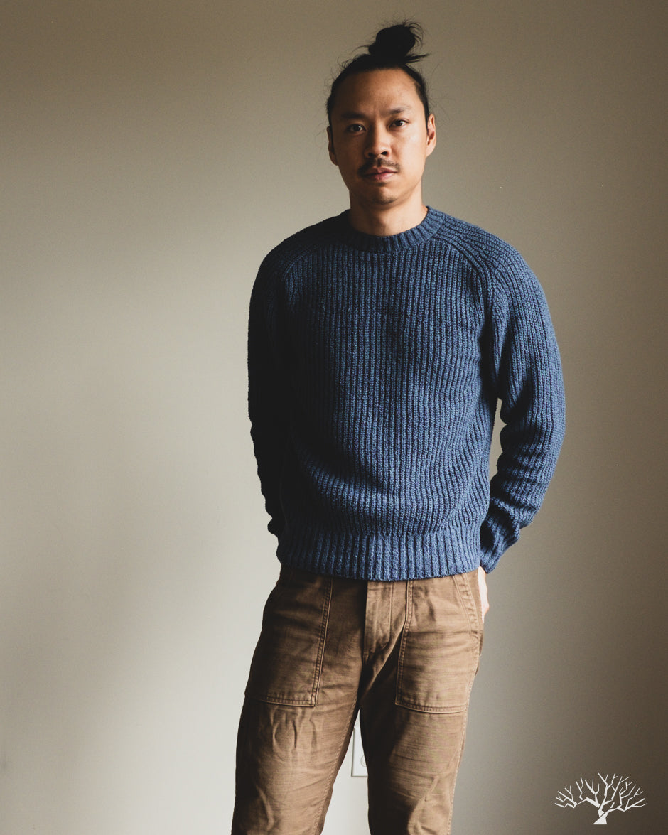 3sixteen Cotton Crewneck Sweater - Lapis Boucle