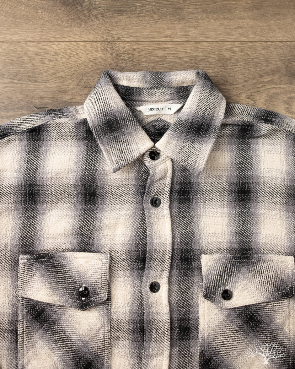 3sixteen Crosscut Flannel - Cream Black Plaid