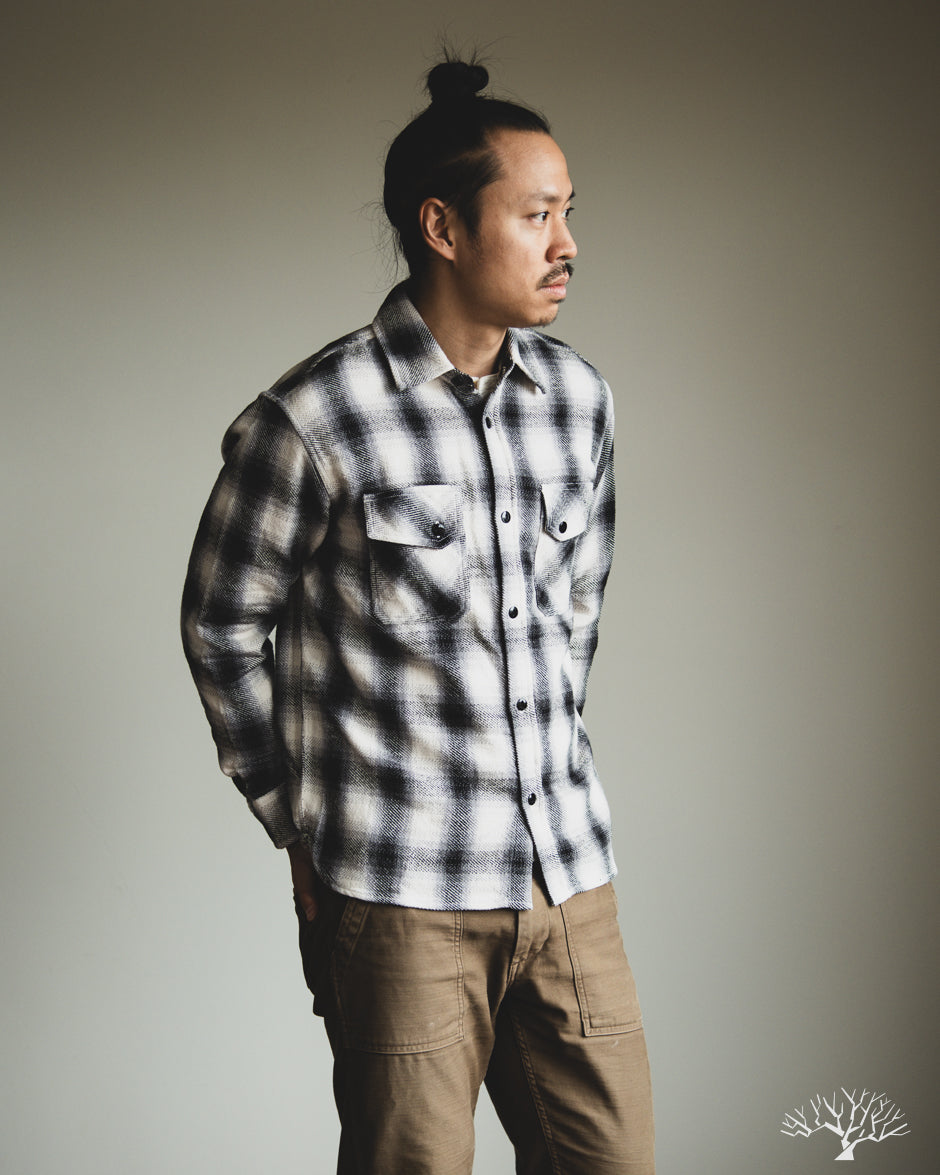3sixteen Crosscut Flannel - Cream Black Plaid