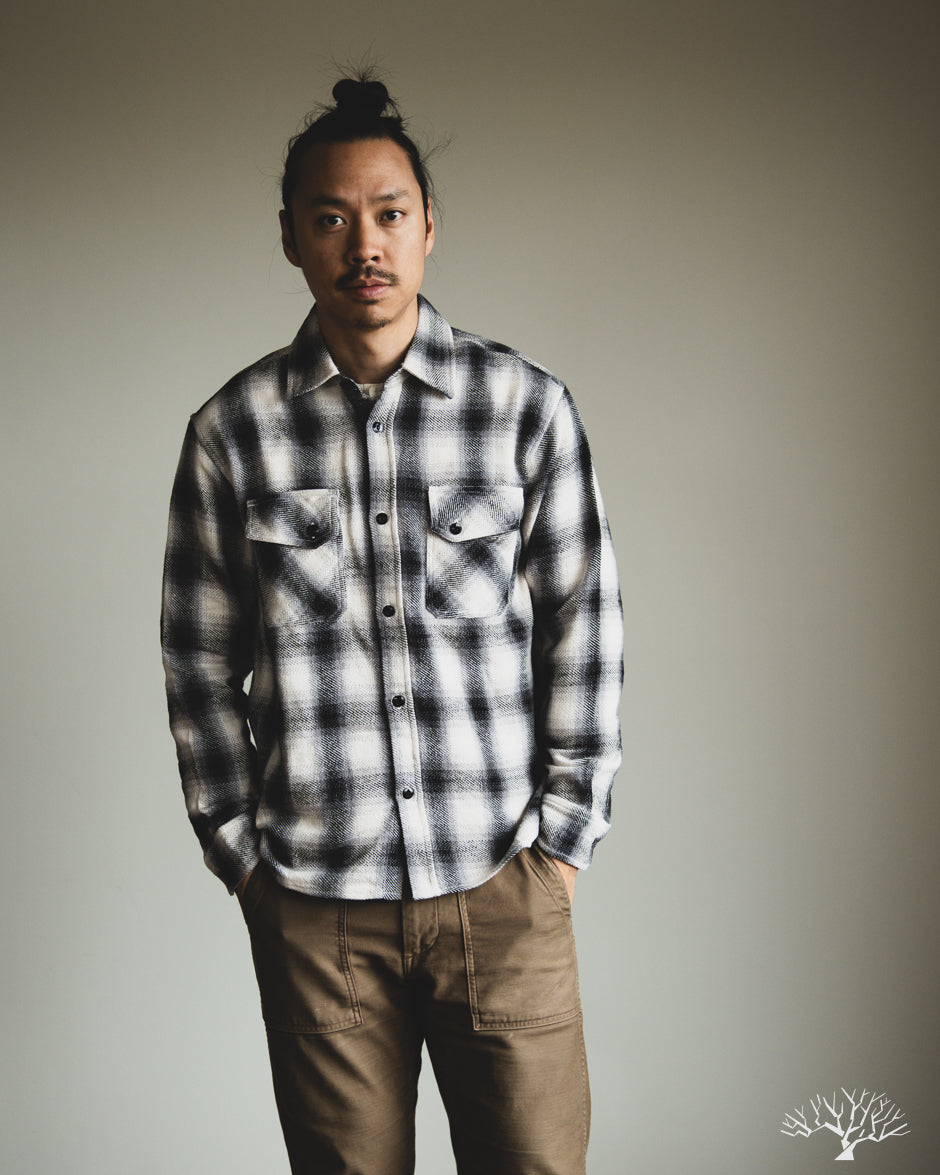3sixteen Crosscut Flannel - Cream Black Plaid