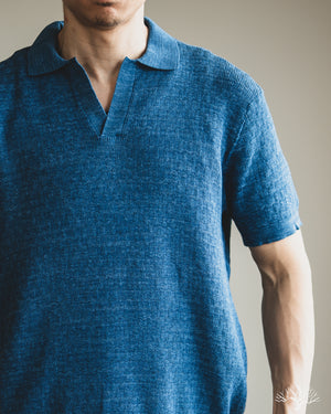 3sixteen - Knit Polo - Vintage Blue Boxweave – Withered Fig