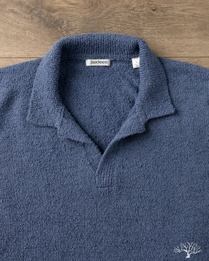 3sixteen - Long-Sleeve Knit Polo - Lapis Boucle – Withered Fig