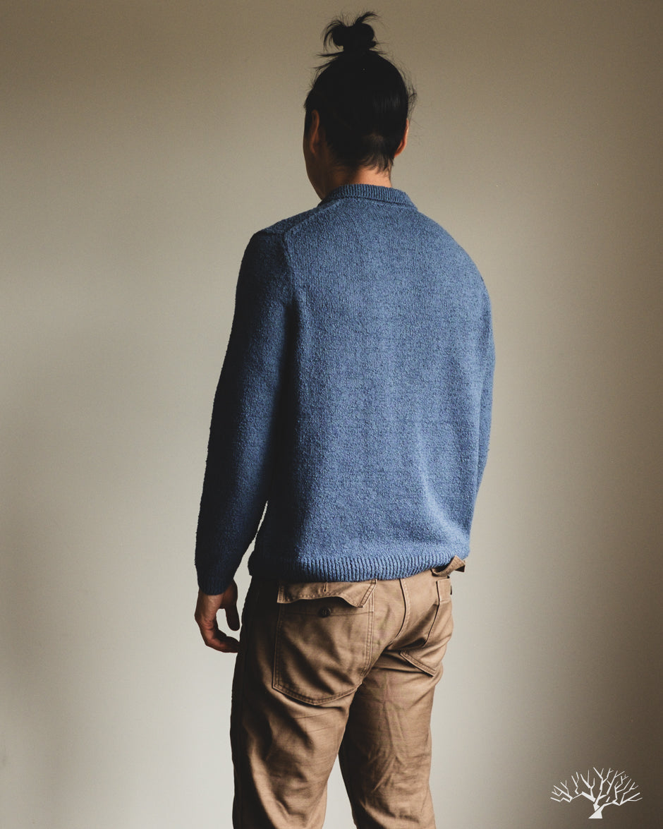 3sixteen Long-Sleeve Knit Polo - Lapis Boucle