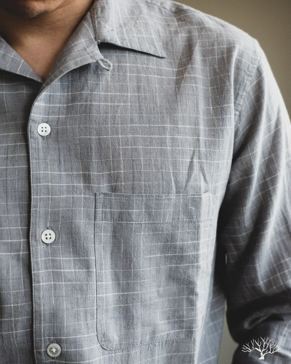 3sixteen Loop Collar Shirt - Graphite Crosshatch
