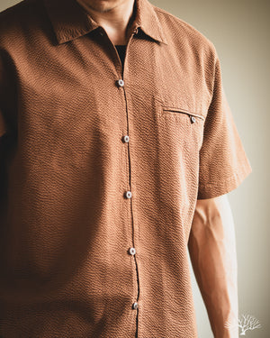 cinnamon color dress shirt Departwest Men's Cotton Oxford Standard Stretch Shirt in Cinnamon/Brown | Size: XL