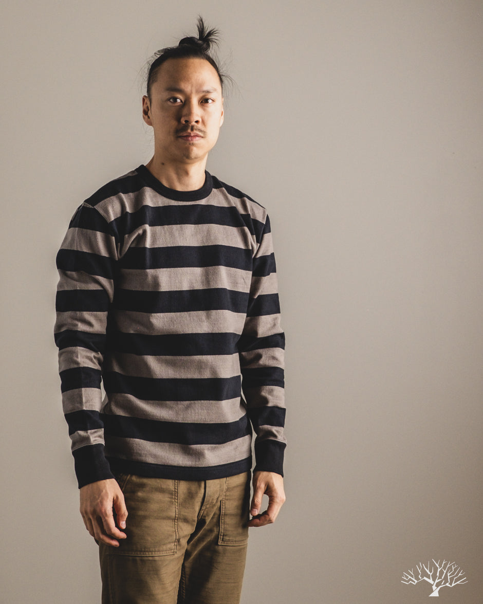 Iron Heart IHTB-01-GRY-BLK - 11oz Cotton Knit Long-Sleeve Sweater - Grey/Black