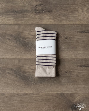 American Trench Breton Stripes Socks - Linen/Navy