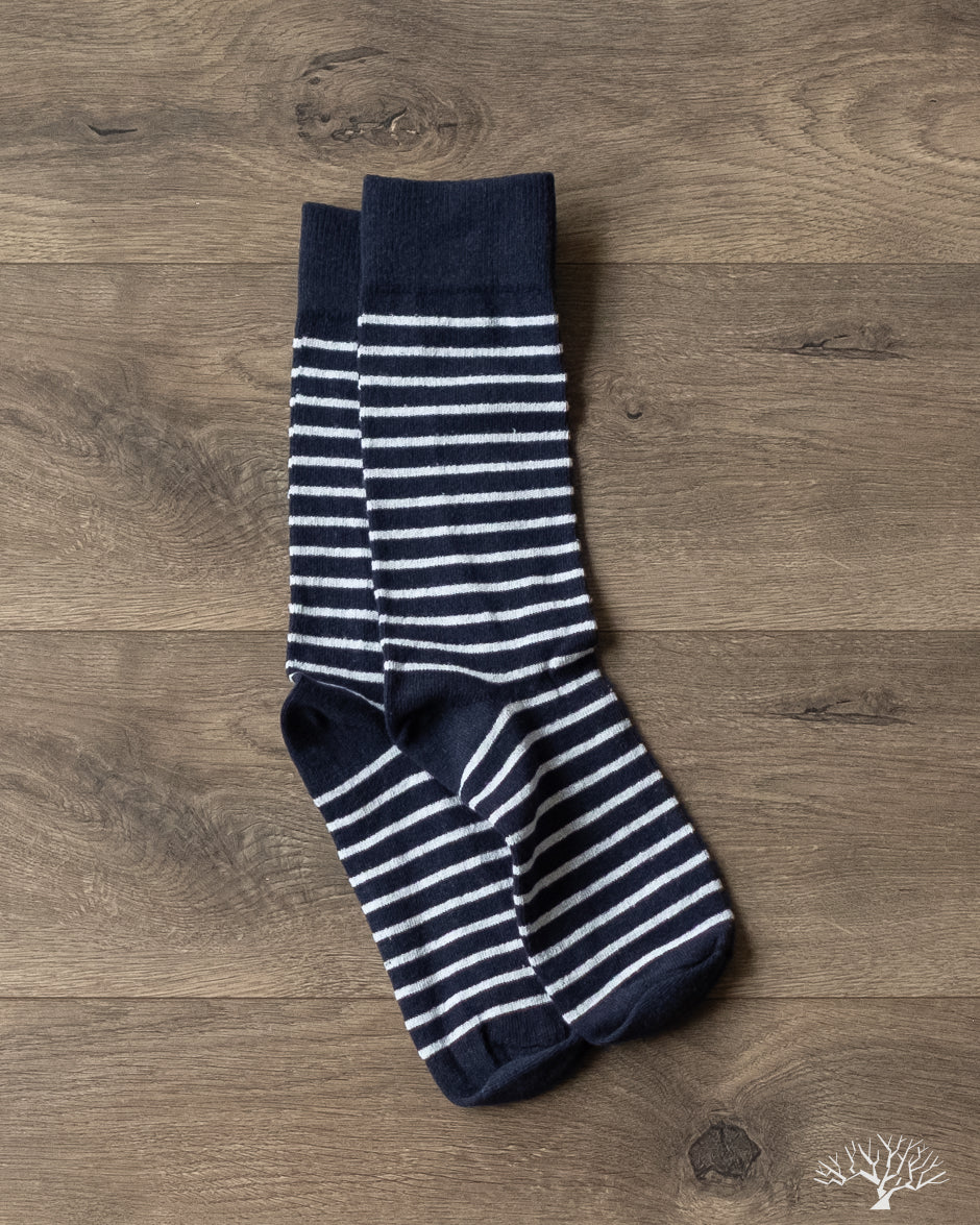 American Trench Breton Stripes Socks - Navy/White