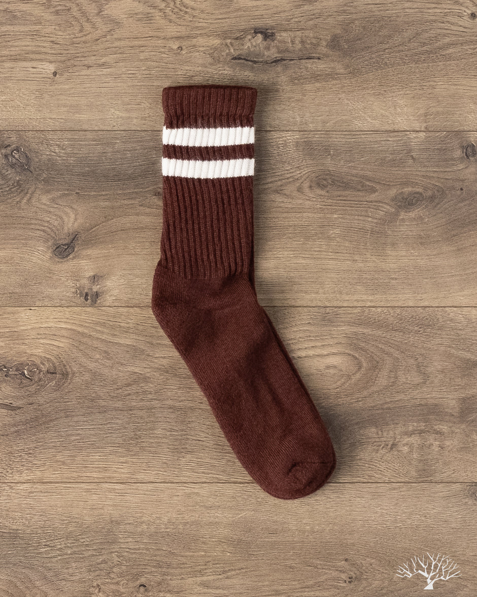American Trench Merino Double Stripe Sock - Burgundy