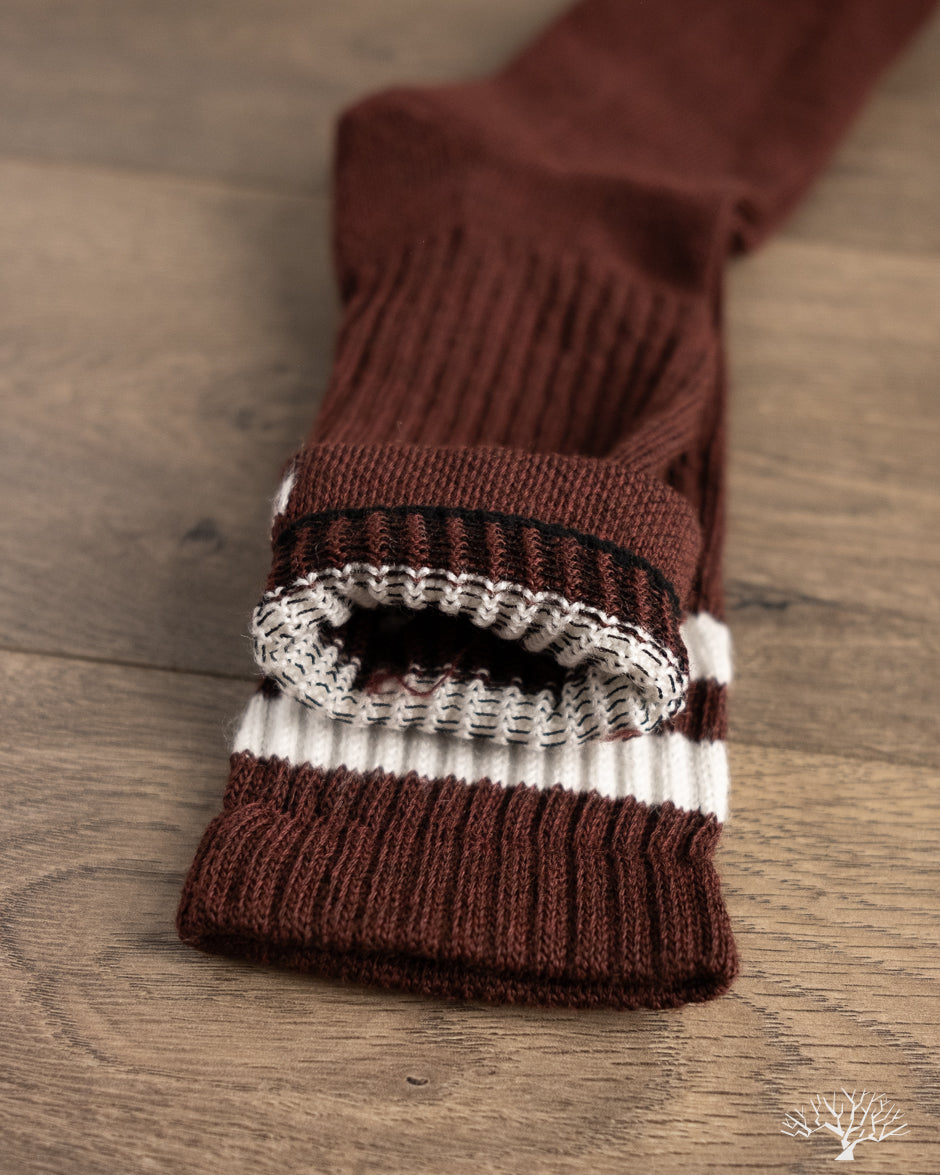 American Trench Merino Double Stripe Sock - Burgundy