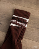 American Trench Merino Double Stripe Sock - Burgundy