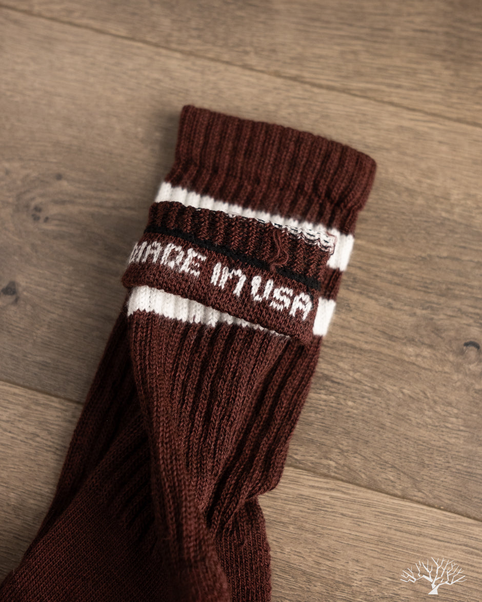 American Trench Merino Double Stripe Sock - Burgundy