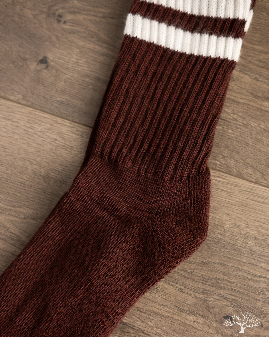 American Trench Merino Double Stripe Sock - Burgundy