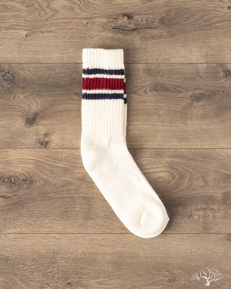 American Trench Merino Retro Stripe Sock - Berry/Navy