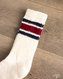 American Trench Merino Retro Stripe Sock - Berry/Navy