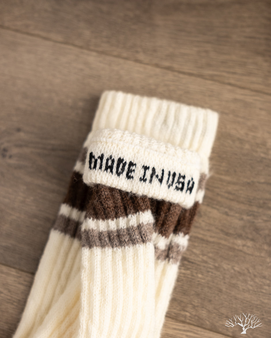 American Trench Merino Retro Stripe Sock - Brown/Elk