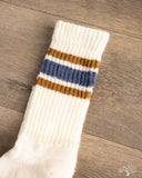 American Trench Merino Retro Stripe Sock - Denim/Brown