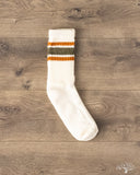 American Trench Merino Retro Stripe Sock - Olive/Texas Orange