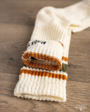American Trench Merino Retro Stripe Sock - Olive/Texas Orange