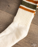 American Trench Merino Retro Stripe Sock - Olive/Texas Orange