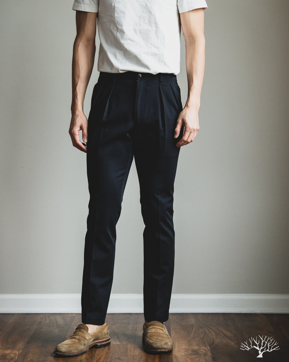 パンツ barnstormer 1002p 2P DRESS CHINOS Barnstormer - 1002P 2 Pleated Dress Chinos - Navy – Withered Fig