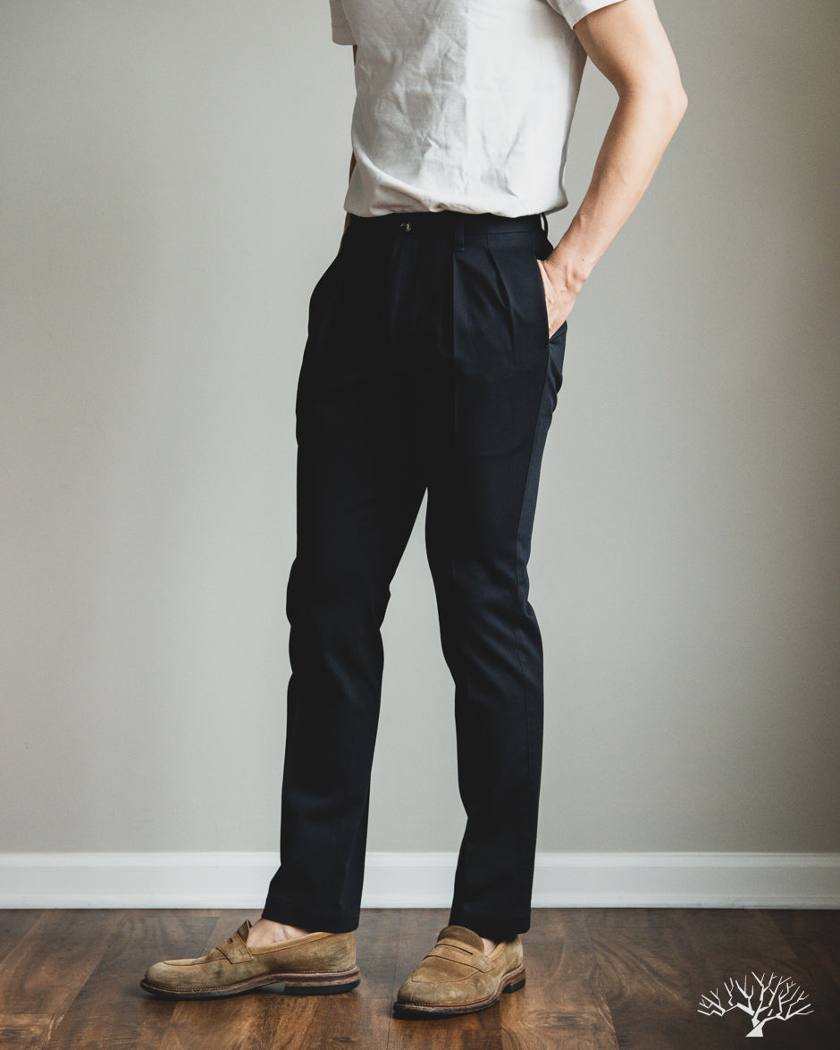 Barnstormer - 1002P 2 Pleated Dress Chinos - Navy – Withered Fig