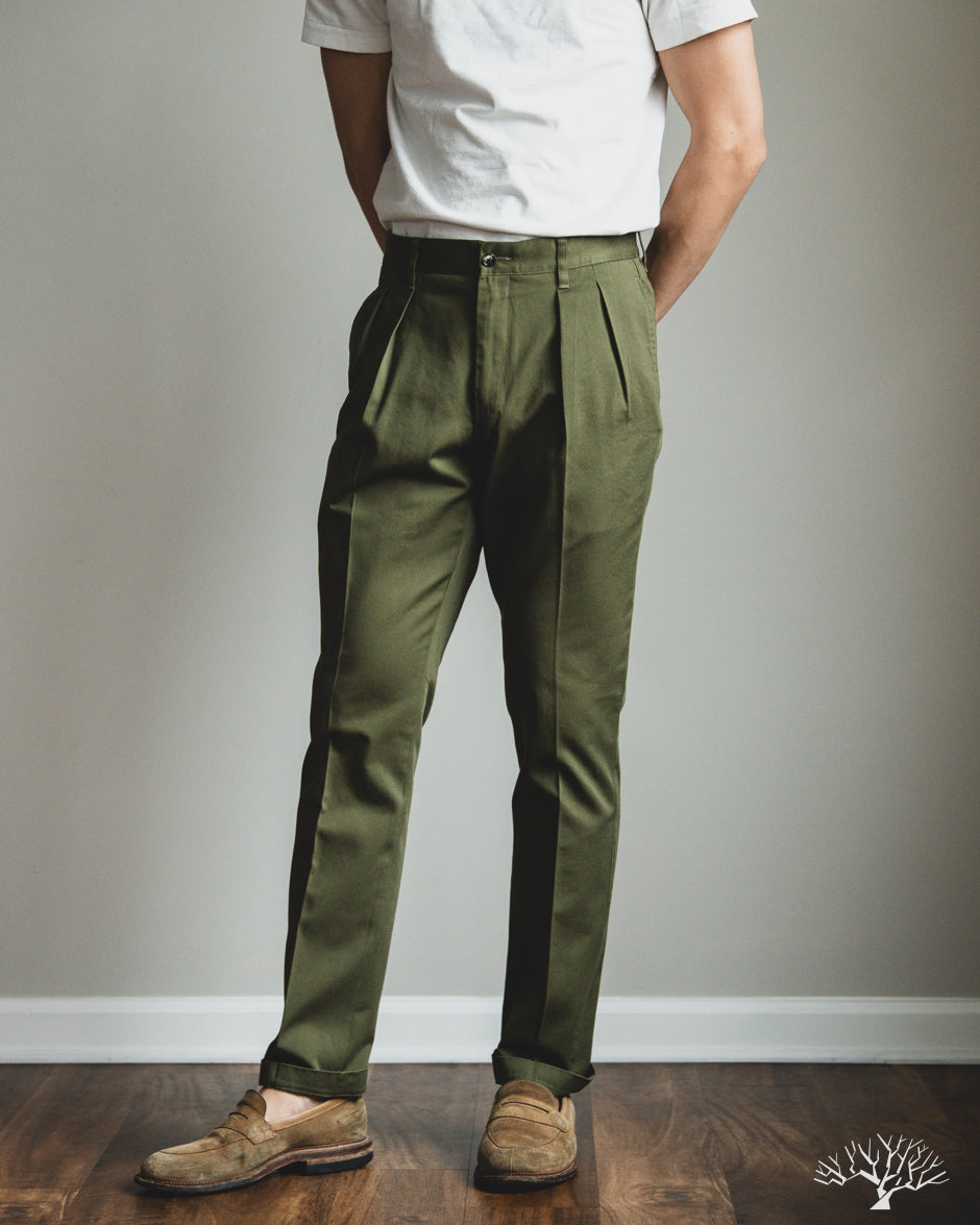 Barnstormer - 1002P 2 Pleated Dress Chinos - Olive – Withered Fig