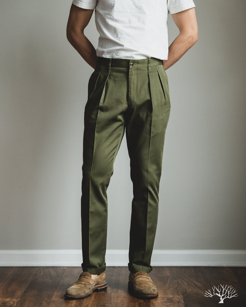 Barnstormer - 1002P 2 Pleated Dress Chinos - Olive – Withered Fig
