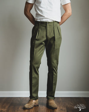 Barnstormer - 1002P 2 Pleated Dress Chinos - Olive – Withered Fig