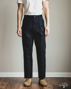 Barnstormer - 1955UC 2 Pleated Chino Trousers - Navy – Withered Fig