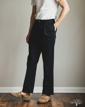 Barnstormer - 1955UC 2 Pleated Chino Trousers - Navy – Withered Fig