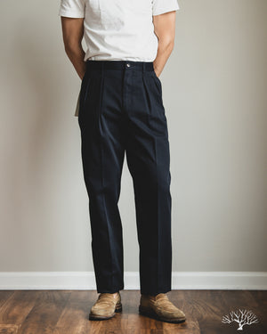 Barnstormer - 1955UC 2 Pleated Chino Trousers - Navy – Withered Fig